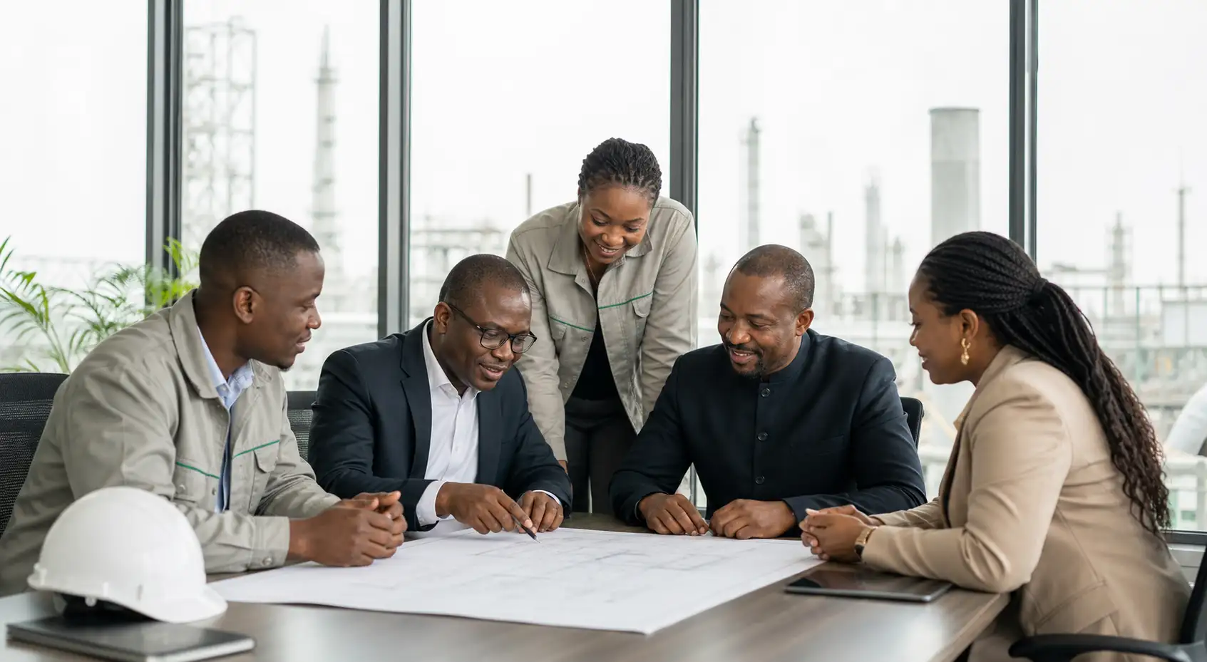 Bekool engineers and clients reviewing an industrial project