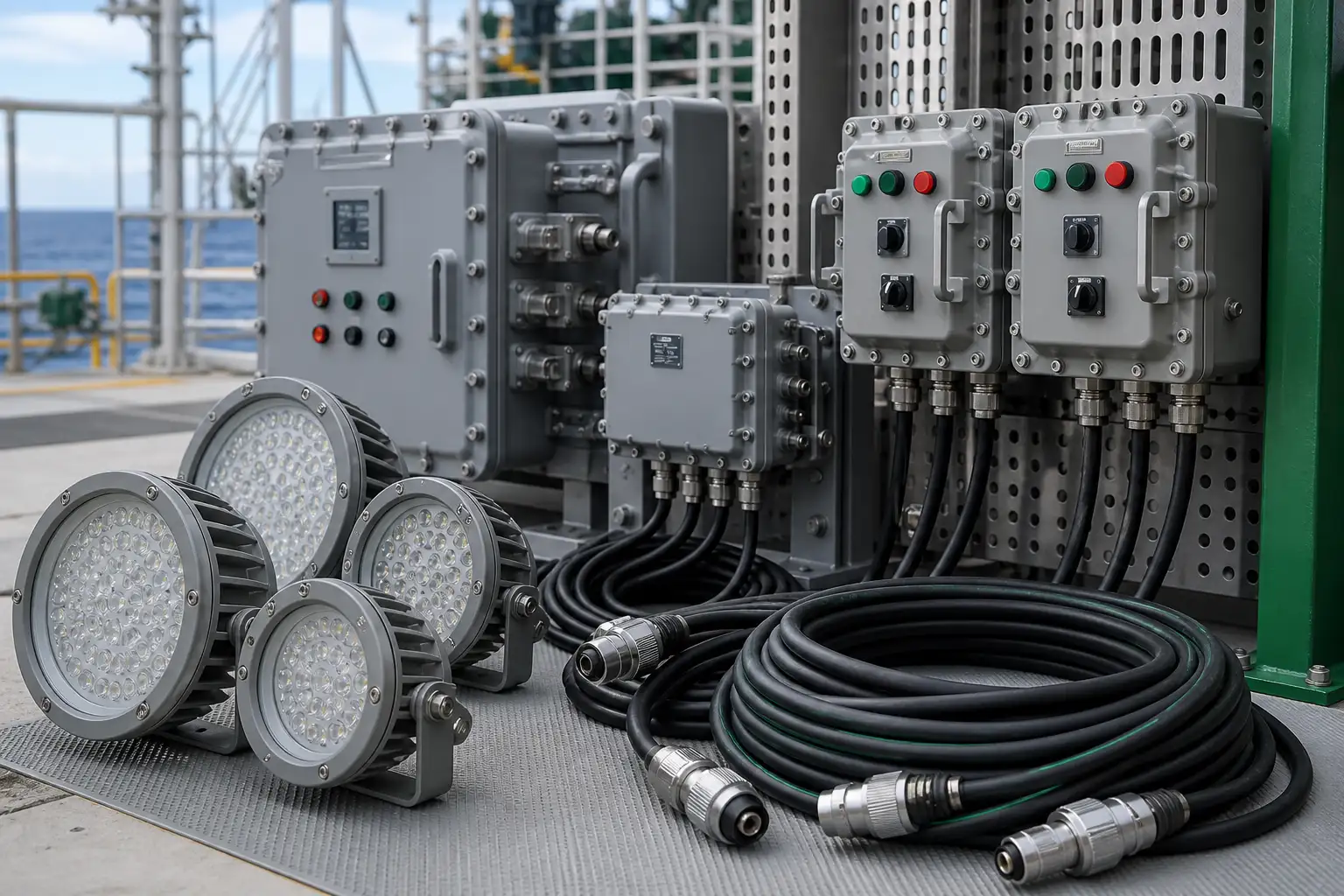 Offshore-rated electrical equipment and lighting